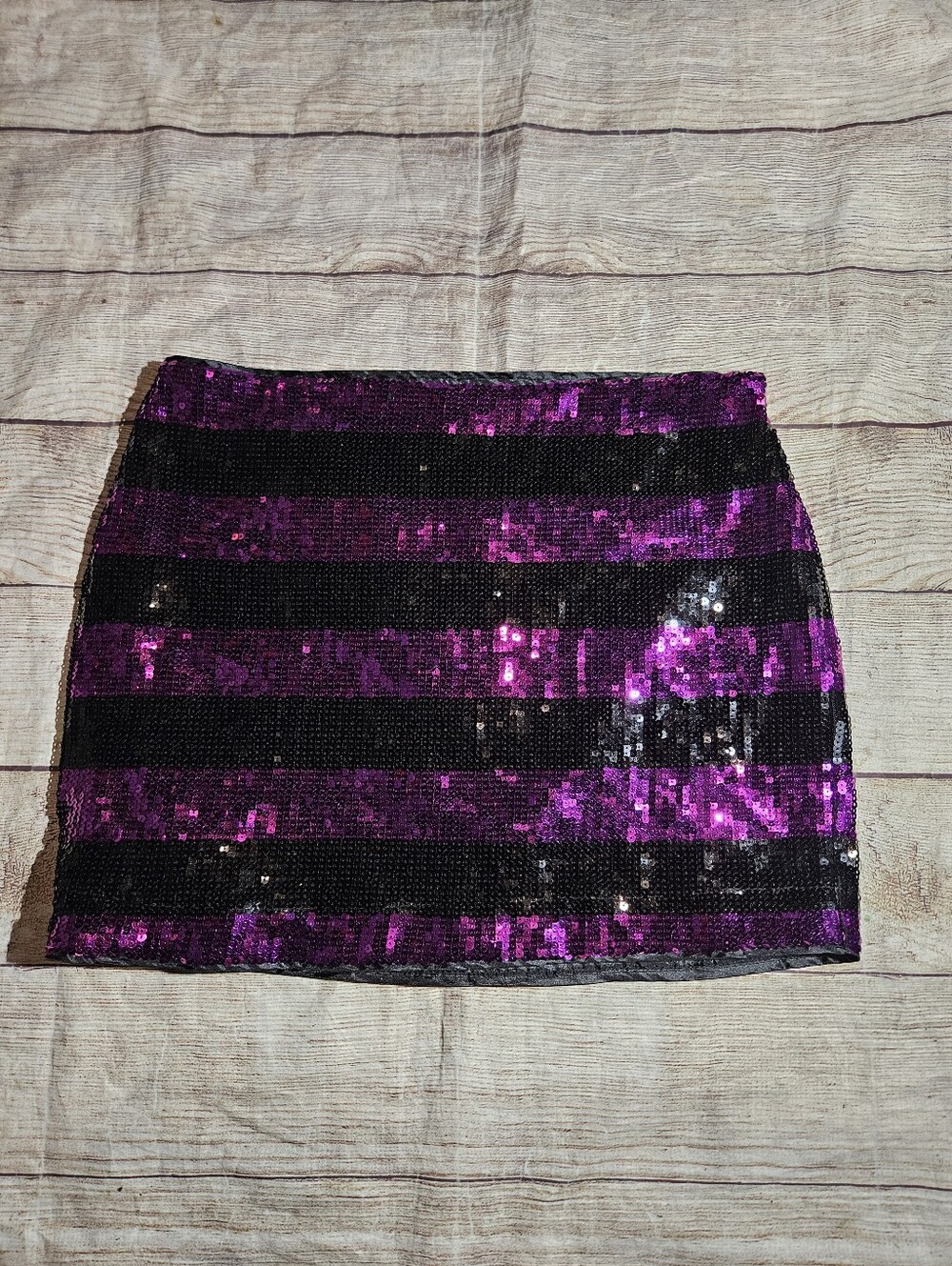 Forever 21 black purple/pink striped sequin bodycon mini skirt